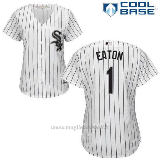 Maglia Baseball Donna Chicago White Sox 1 Adam Eaton Bianco Autentico Collezione Cool Base